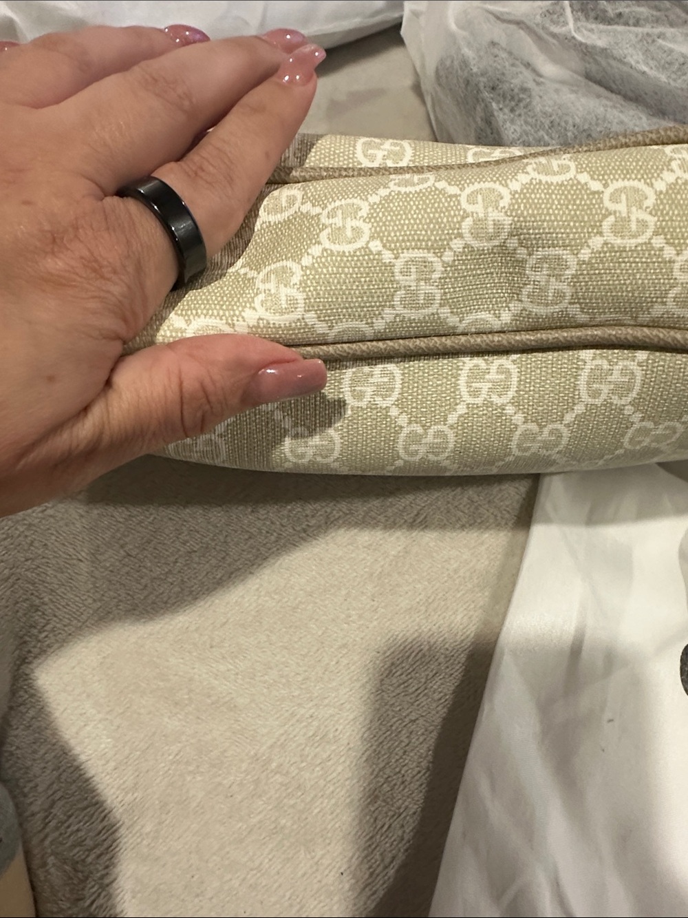 Gucci Beige GG Canvas Shoulder Bag with Green and Red Web Strap🪞 - Picture 5 of 9